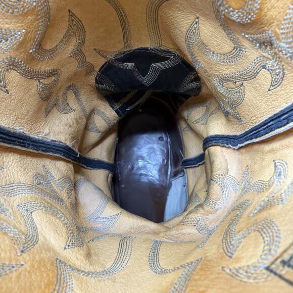 Vintage Nocona Exotic Elephant Print Men 9 D Black Leather Cowboy Western Boots main image 5